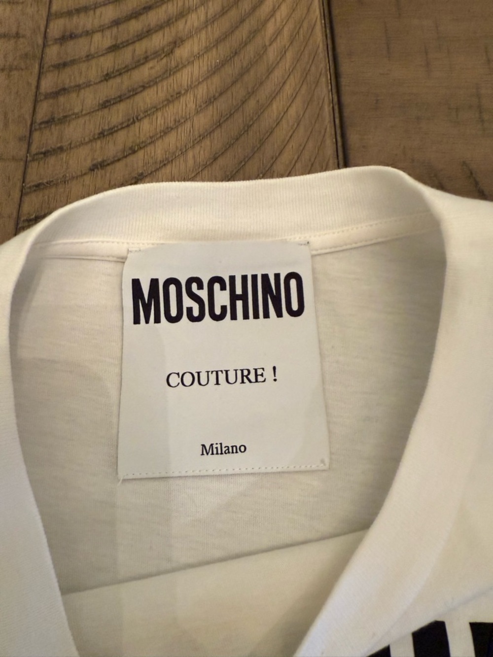 Moschino White Graphic Logo Tee with Black Print - Picture 3 of 10